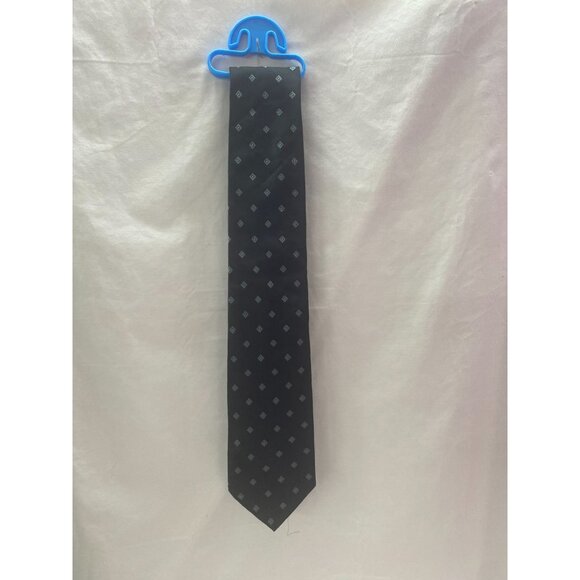 Tommy Hilfiger Black with Diamond Print 56in Long 100% Silk - Picture 1 of 5